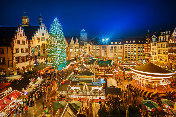 Traditional christmas market in the historic center of Frankfurt, Germany