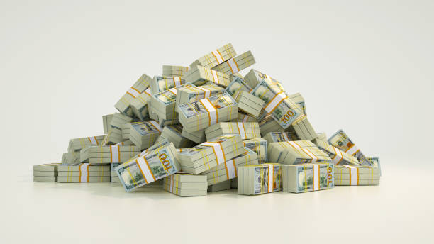 Big pile of bundles of 100 US dollar notes. 3d rendering of stacks of cash Big pile of bundles of 100 US dollar notes. 3d rendering of stacks of cash